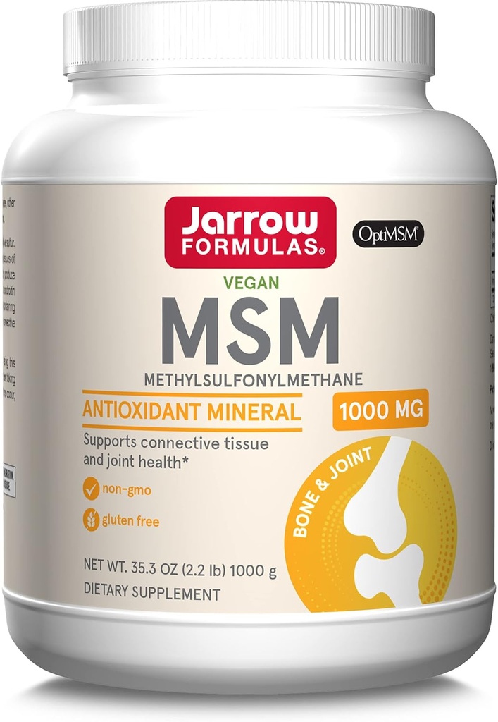 Jarrow Formulas® MSM pulver, Methylsulfonylmetan, 1000 mg, Antioksidant Mineral, Joint Health Supplement og Hudstøtte, 2,2 lbs, ca. 1000 serveringer