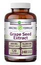 Amazing Formler Grape Seed 800 Mg Ekstrakt (20:1) | 16000 Mg Ekvivalent | Veggie Capsules | Ikke-GMO | Glutenfri | laget i USA (240 Count)