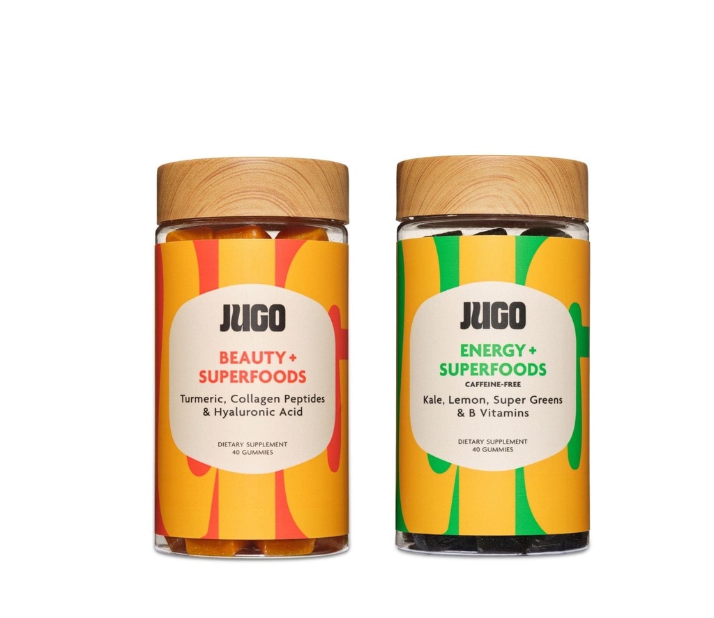 JUGO Beauty + Energi Gummies Bundle - Collage, Biotin & Vitamin B12 - Støtter hår, hud, negler og naturlig energi - Plantebasert og Glutenfri