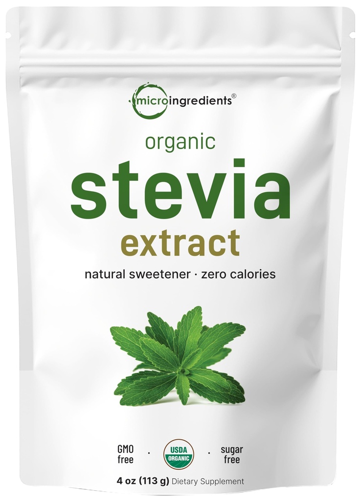 Pure Organic Stevia Powder, 4 Ounces, 706 Servering, Høyeste kvalitet Stevia Green Leaf Extract Reb-A, Redusert Bitter Aftertaste, 0 Calorie, Naturlig Sweetener, Sukker Alternativ, Keto Vennlig