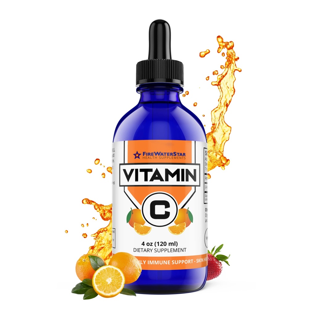 FWS flytende vitamin C Supplement for voksne og barn, organisk, ikke-GMO, vegansk, enkle VIT C dråper, askorbinsyre, 4 måneders forsyning, støtter immunsystem og hud helse, essensiell vitamin, 4 oz