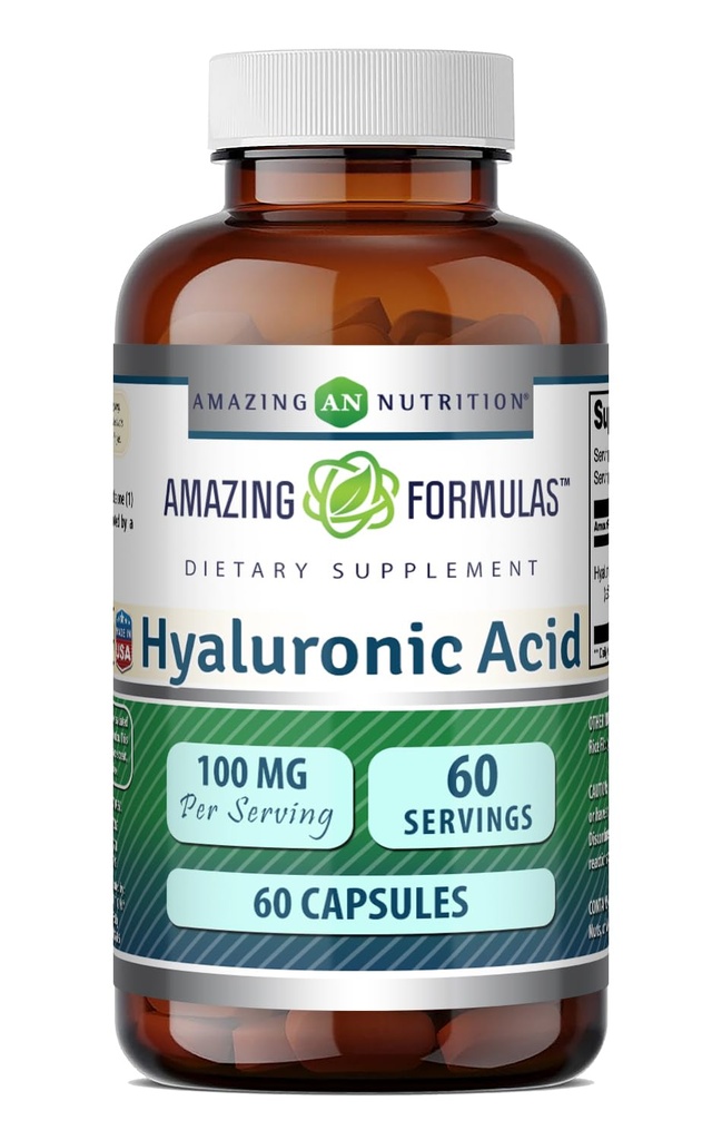 Amazing Formler Hyaluronsyre 100 Mg Supplement | Kapsler | Ikke-GMO | Glutenfri | laget i USA (1 Pack, 60 Count)