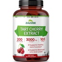 Zazzee Tart Cherry 10:1 Ekstrakt, 3000 mg Styrke, 200 Vegan Capsules, 6+ måneders forsyning, sertifisert Kosher, konsentrert og standardisert 10X ekstraksjon, 100% vegetarisk, all-naturlig, glutenfri, ikke-GMO
