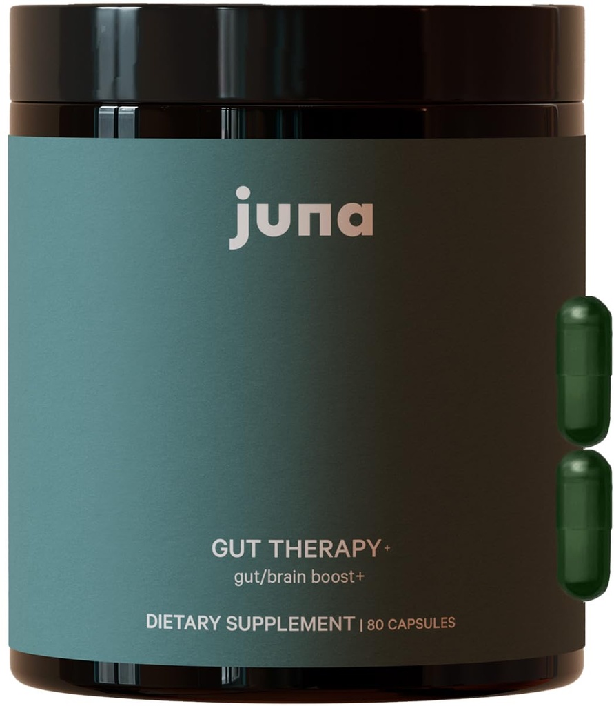 Juna Gut Therapy - Advanced Brain & Gut Health Support with Prebiotic & Probiotics - Forbedret humør, oppmerksomhet og energi - Støtter minne, fokus og mental klarhet - drivstoff kognitiv ytelse (80 Caps)