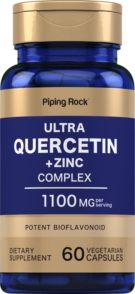 Piping Rock Quercetin Zink Complex | 1100 mg | 60 kapsler | Ikke-GMO, Glutenfri Supplement