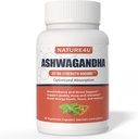 Ashwagandha 6000mg Maks styrke, optimalisert absorpsjon med svart pepper og gingerrot, naturlig adapter Mood & stress støtte, søvn & energi støtte, 30 vegansk kapsler 1 måned