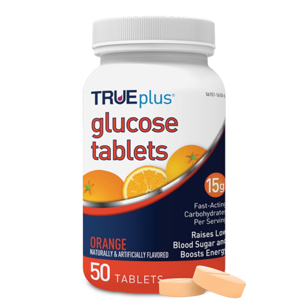 TRUEPlus® Glucose Tabletter, Orange - 50ct