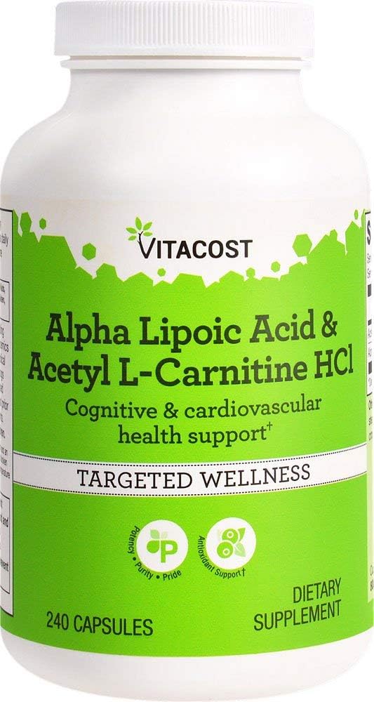 Vitacost Alpha Lipoic Acetyl L-karnitin HCl - 1.600 mg per porsjon - 240 kapsler av Vitacost Brand