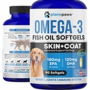 Omega 3 Fiskeolje for hunder - lakseolje for hunder - Hunde Fish Oil Supplement kan hjelpe shedding, allergi, kløe relief - støtter tørr hud, ledd - Hunde hud og Coat Supplement - 90 Fish Oil Pills EPA DHA