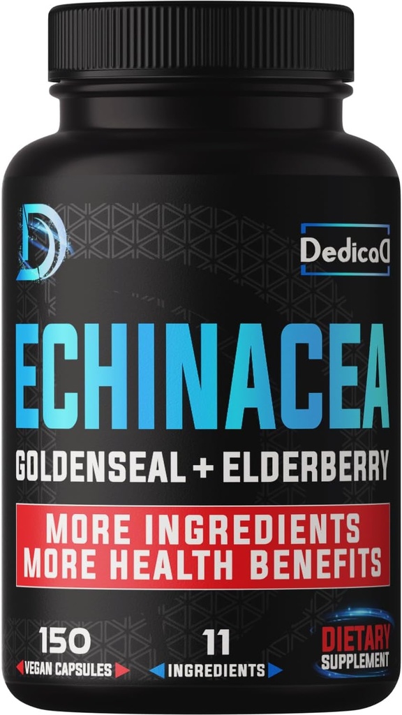 Immunforsvarsstøtte Suppement - All-in-1 11 Herbs blanding av Echinacea, Goldensel, Elderberry, Camu, Ginger, Thyme, Chaga, Reishi, Burdock, Acerola - 5 måneders forsyning - 150 kapsler