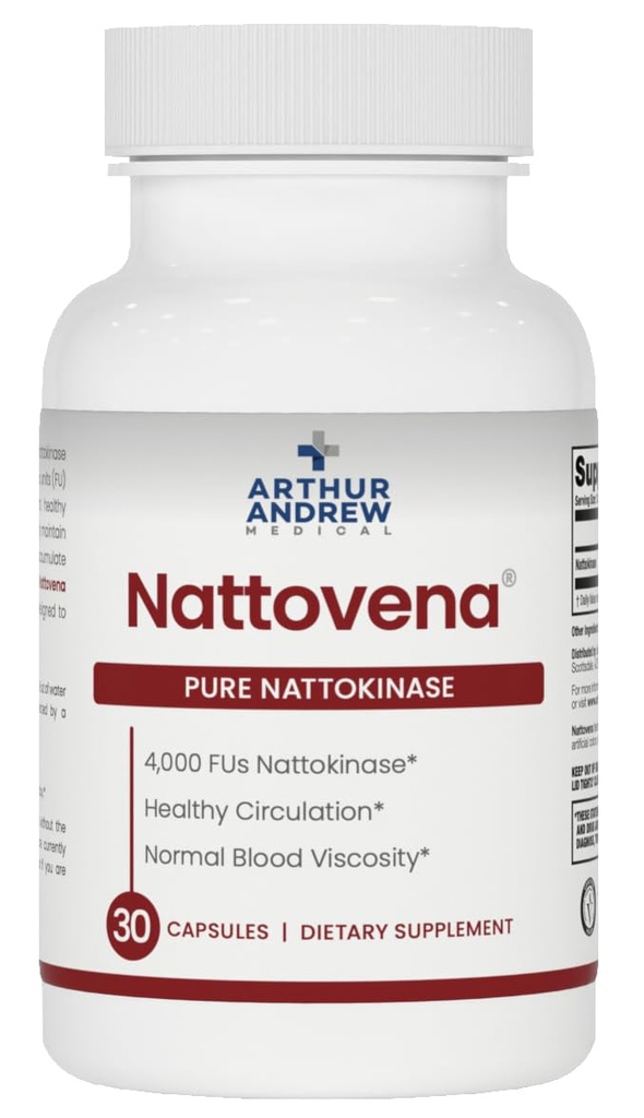 Arthur Andrew Medical - Nattovena, ren natokinase, sirkulerende og hjertehelse, vegansk, ikke-GMO, 30 kapsler