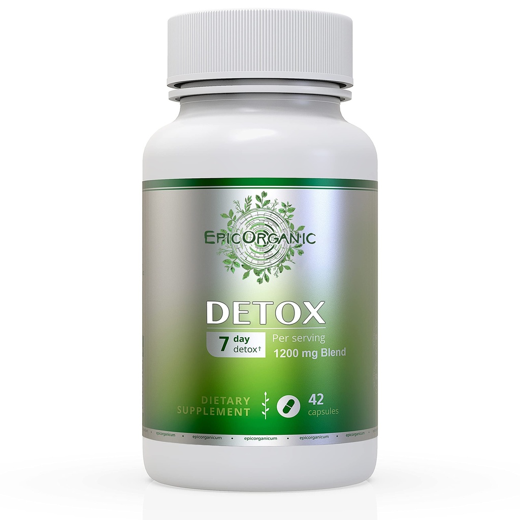 7 dagers Detox Cleanse | Ultimate Strenght Colon Cleanse & Liver Detox | Fremmer sunn Gut Support | Detox Cleanse for menn og kvinner | Laget i USA | 42 Kapsler