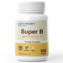 Puregen Labs Super B Energikompleks med vitamin C - immunhelse, energi og nervesystem støtte - ikke-GMO, Glutenfri 100 vegetariske tabletter