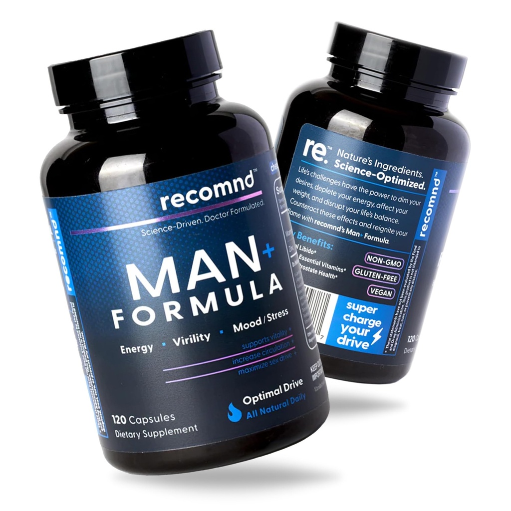Ernæring - Man+ Formula, Energistøtte, Muskelstøtte og prostata helsetilskudd for menn med vitamin E, så Palmetto, rødkoreansk Ginseng, og mer, 120 kapsler