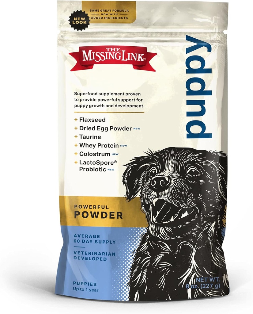 Den manglende Link Puppy 8oz Supplement - Superfood Powder fremmer vekst og utvikling, støtter immunisme, Digestion, Bein, Hud og Coat av Hunde