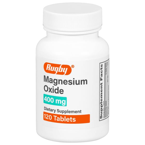 Rugby Magnesium Oxid 400 mg Tabletter - Kosttilskudd - Glutenfri - 120 Antall (1 pakke)