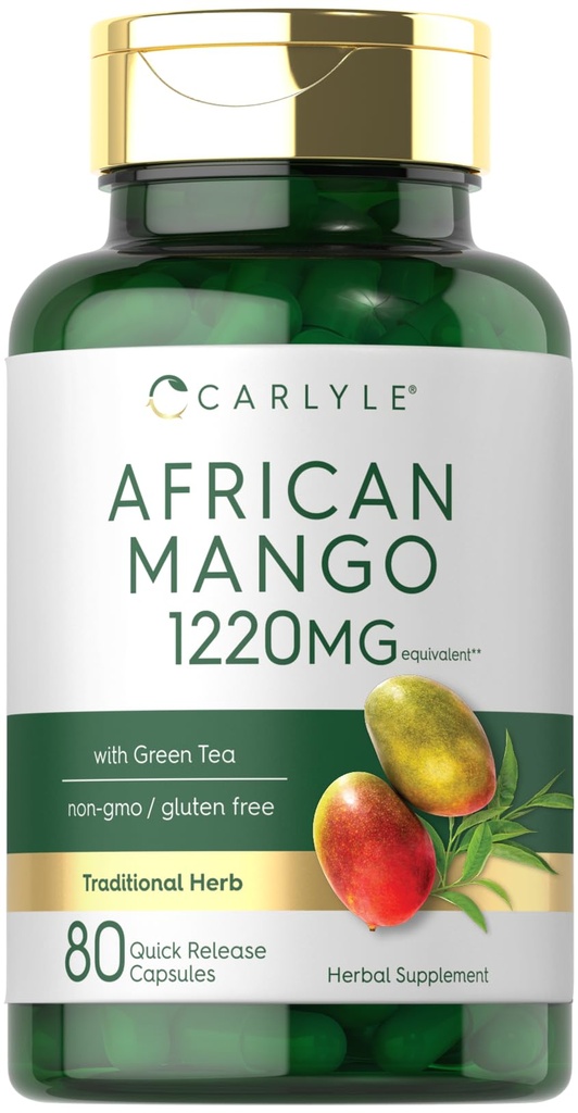 Carlyle African Mango Supplement 1220mg ® 80 kapsler | med grønn te ekstrakt | Ikke-GMO, Glutenfri