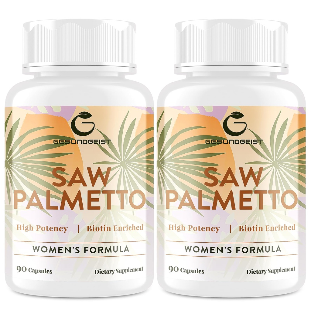 Saw Palmetto for kvinner Hårtap - DHT Blocker med 5-i-1 blanding for hårvekst, hud og negler, urin helse - Extra styrke så Palmetto Supplement - 180 kapsler