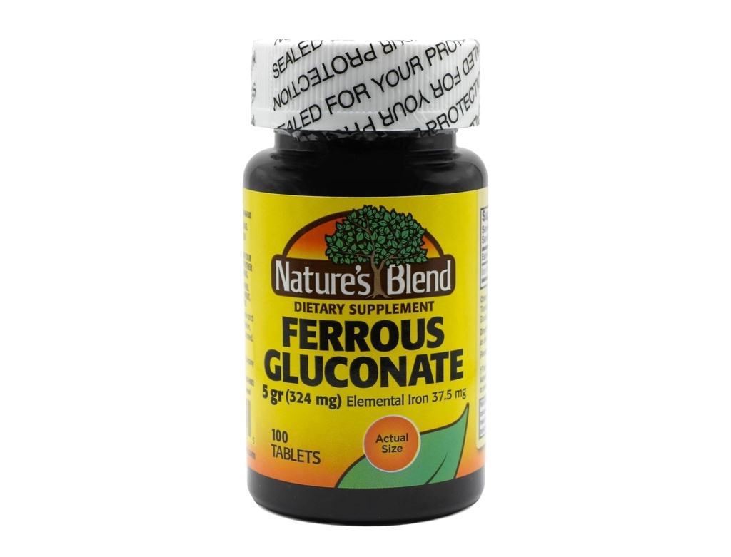 Naturens blanding Ferrous gluconate tabletter, 100 greve