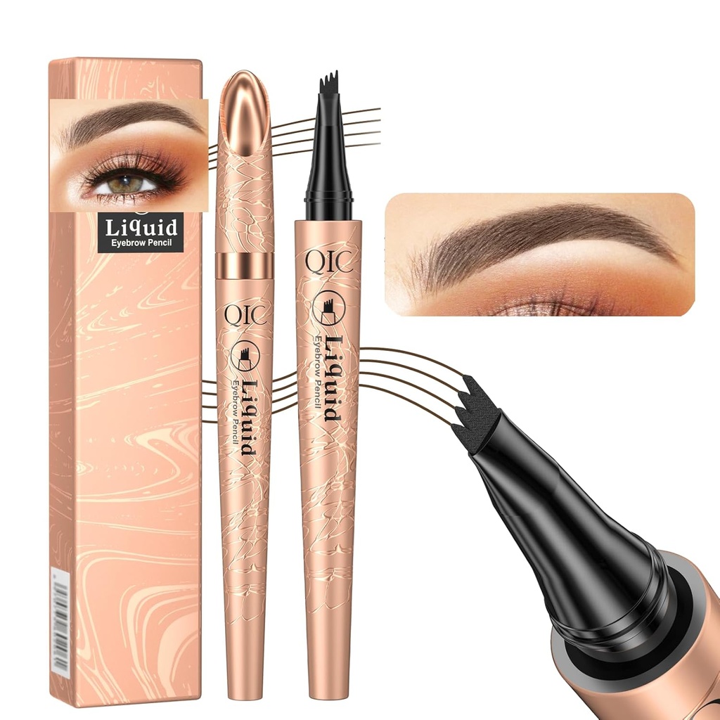 Q706 Øyebryn penn, 4 tippet, presis, langvarig, vanntett Øyebryn makeup (2#Dark Brown)