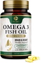 Omega 3 Fiskeolje piller 2400mg - Trippel styrke Omega 3 Fish Oil kosttilskudd - beste EPA & DHA fettsyrer for hjerne og hjerte helse støtte, Naturens Omega3 Supplement, 30 dagers forsyning - 60 Softgels
