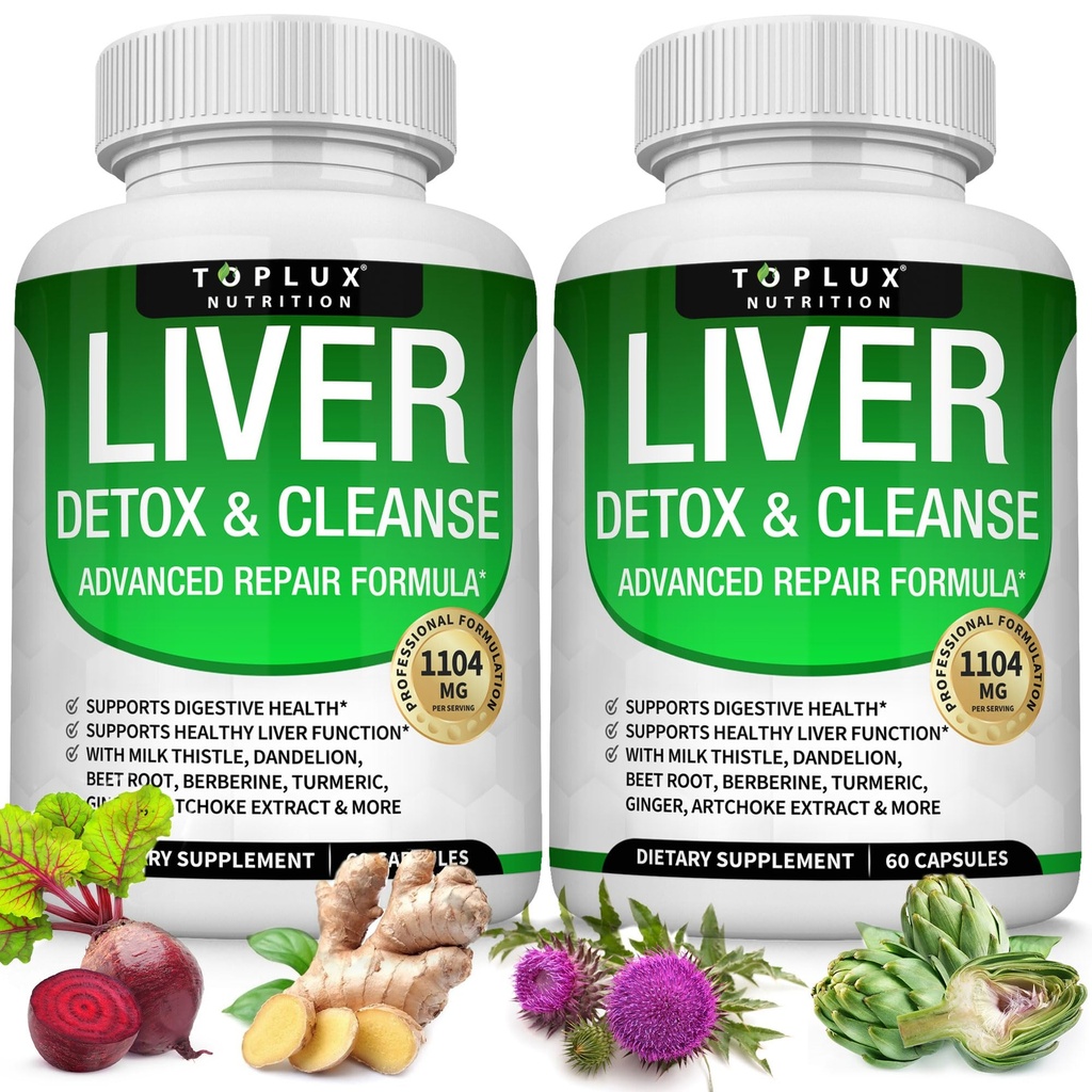 Liver Cleanse Detox & Reparasjon Formula Liver Detox Supplement - Melk Thistle med Dandelion, Artichoke, Turmeric, Beet Root, Turmeric og mer for naturlig rask urterensing Non-gmo Vegan 60 Kapsler
