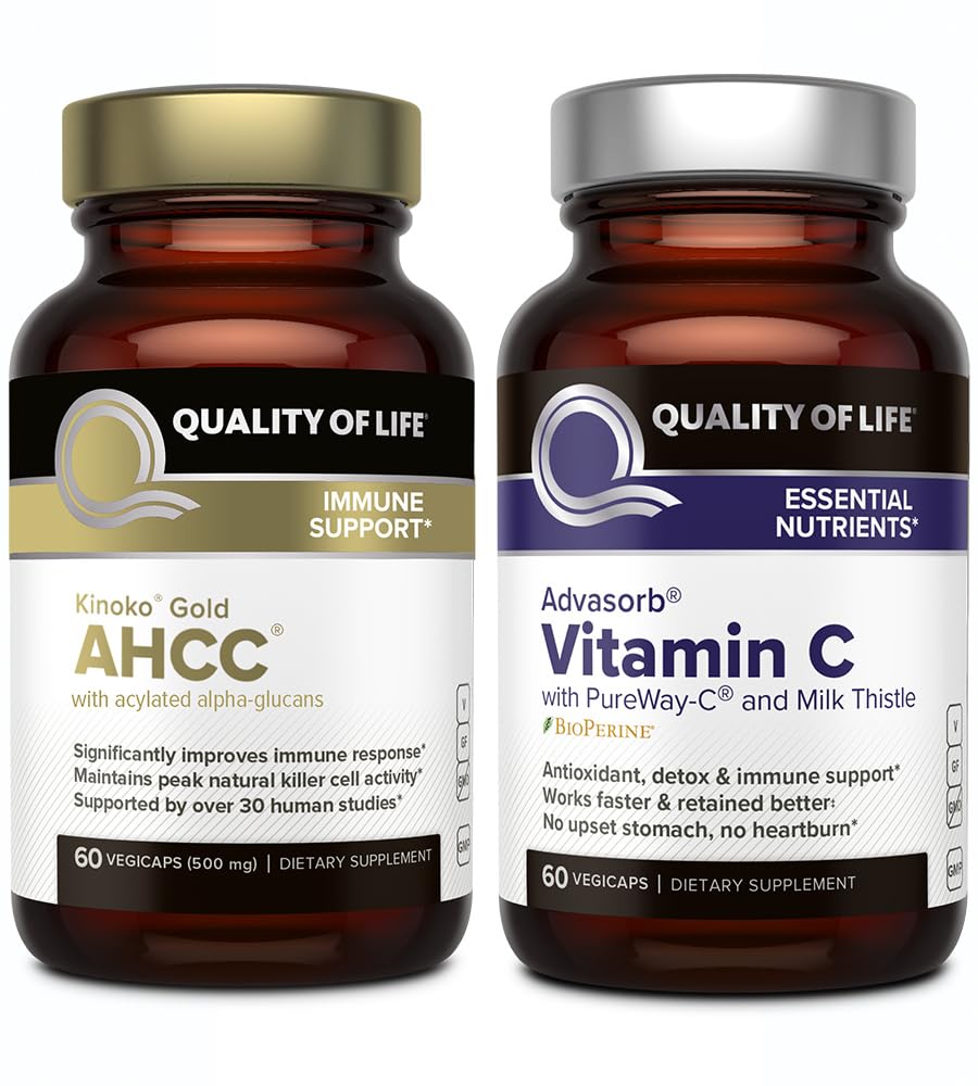 Livskvalitet ACCC Kinoko Gull og Advasorb Vitamin C - Immunstøtte Bundle