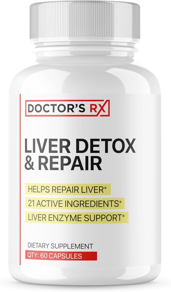 Legens RX | | | #1 RED Premium Liver Cleanse & Detox | | Optimize Liver Funksjon, Reparere Liver Enzymes | Ultra dosert formel m/ 21 Kraftige ingredienser | 3. part testet + USA laget - 60 Kapsler