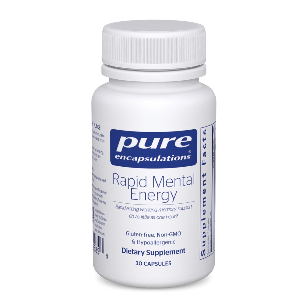 Ren innkapslinger Rapid Mental Energy - Vegansk minne Supplement til å støtte hjernens helse - Ginkgo Biloba Extract, Alpinia Galanga & American Ginseng Extract - Ikke-GMO & Glutenfri - 30 Kapsler