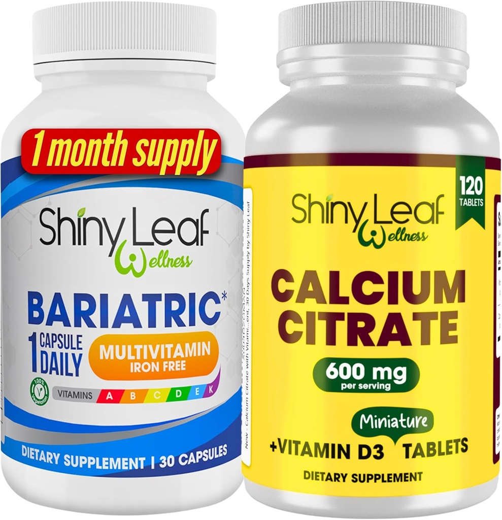 Bariatrisk multivitamin jern-fri for kvinner og menn Plus kalsium Citrat med vitamin D3, lett svelge Caplets, uslavored - 1 måneds forsyning