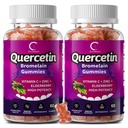 Quercetin Gummies - Quercetin med Bromelain, vitamin C, sink & eldrebær, ekstra styrke immunsystem Booster, Lung støtte Supplement for voksne barn - 60 Quercetin Gummies (2 pakke)