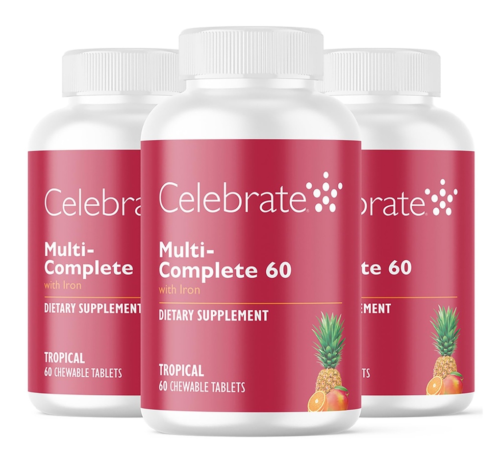 Feire vitaminer multi-fullstendig Chewables, 60 mg jern - daglig bariatrisk multivitamin for erme gastrektomi & gastrisk bypass kirurgi pasienter - essensielle vitaminer og mineraler - Tropiske (180 tabletter)