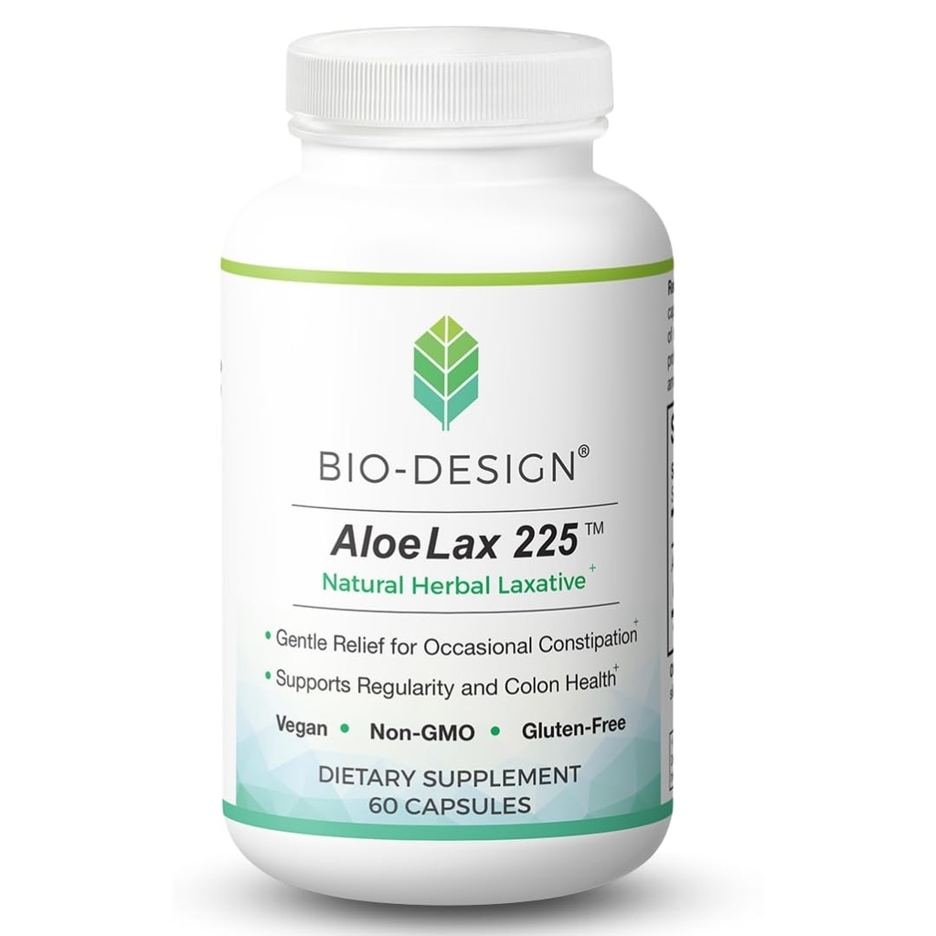 Aloe Lax 225 Naturlig Herbal Laxativ - Gentle Relief for anledningssykdommer, gass, & Bloating med 225 mg Naturlig Aloe Ferox - Støtter Bowell Regularity & Colon Health - 60 Kapsler