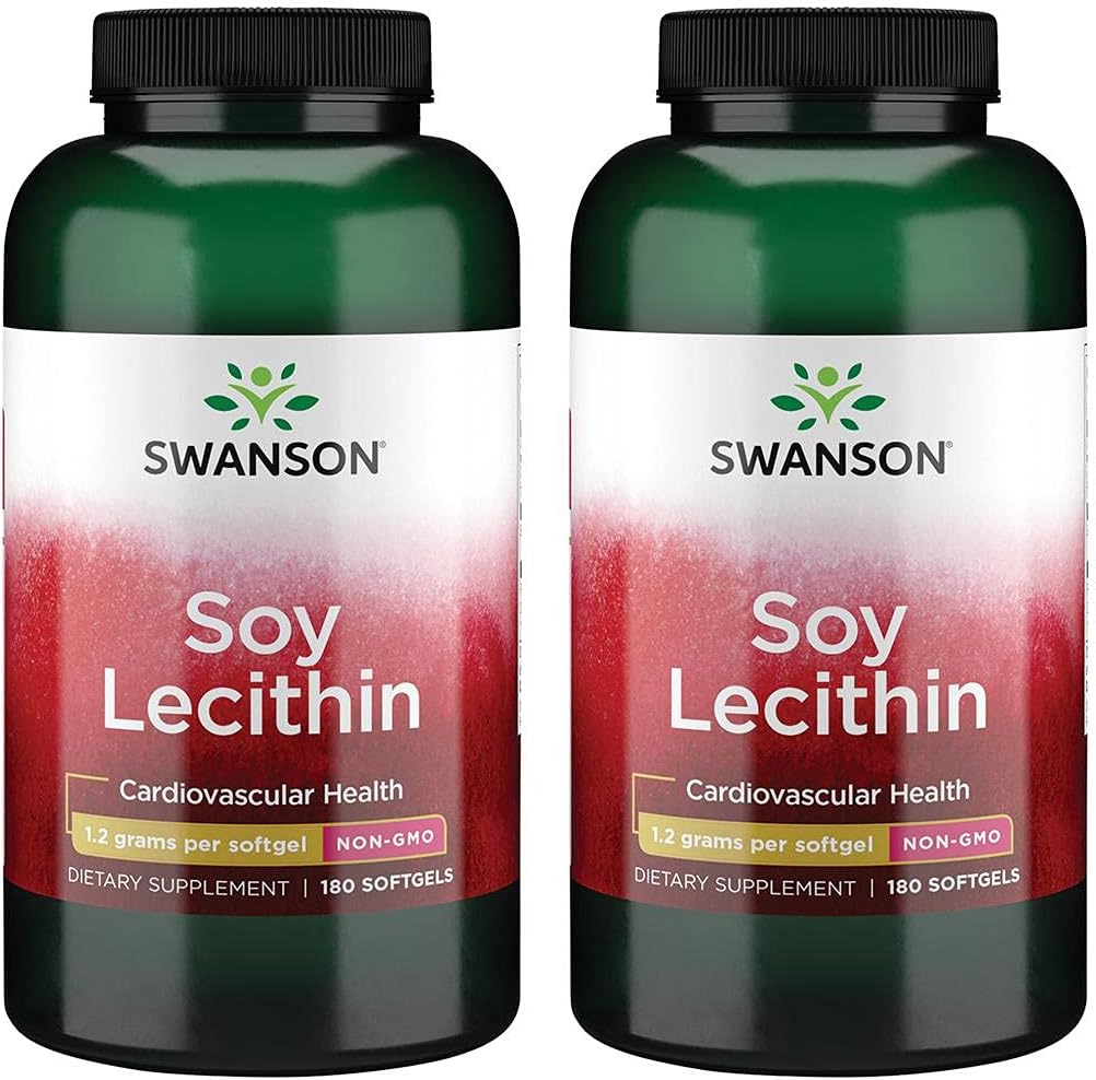 Swanson Premium merke soya Lecithin Non-GMO 1.2 g 180 Sgels 2 pakke