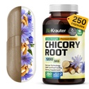 BIO KRAUTER Chicory Fiber Supplement - 1200 mg Styrke - 250 greve - Chicory Root Powder - Inulin Kapsler for digestiv støtte - Vegan