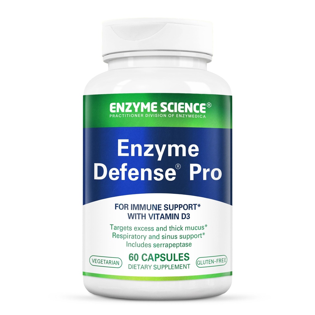 Enzyme Science Enzyme Defense Pro, 60 kapsler– Immunitetsstøtte Supplement – Formulert med vitamin D3, L-Lysin, kalsium og protese– Enzyme Digestion Support – Immune System