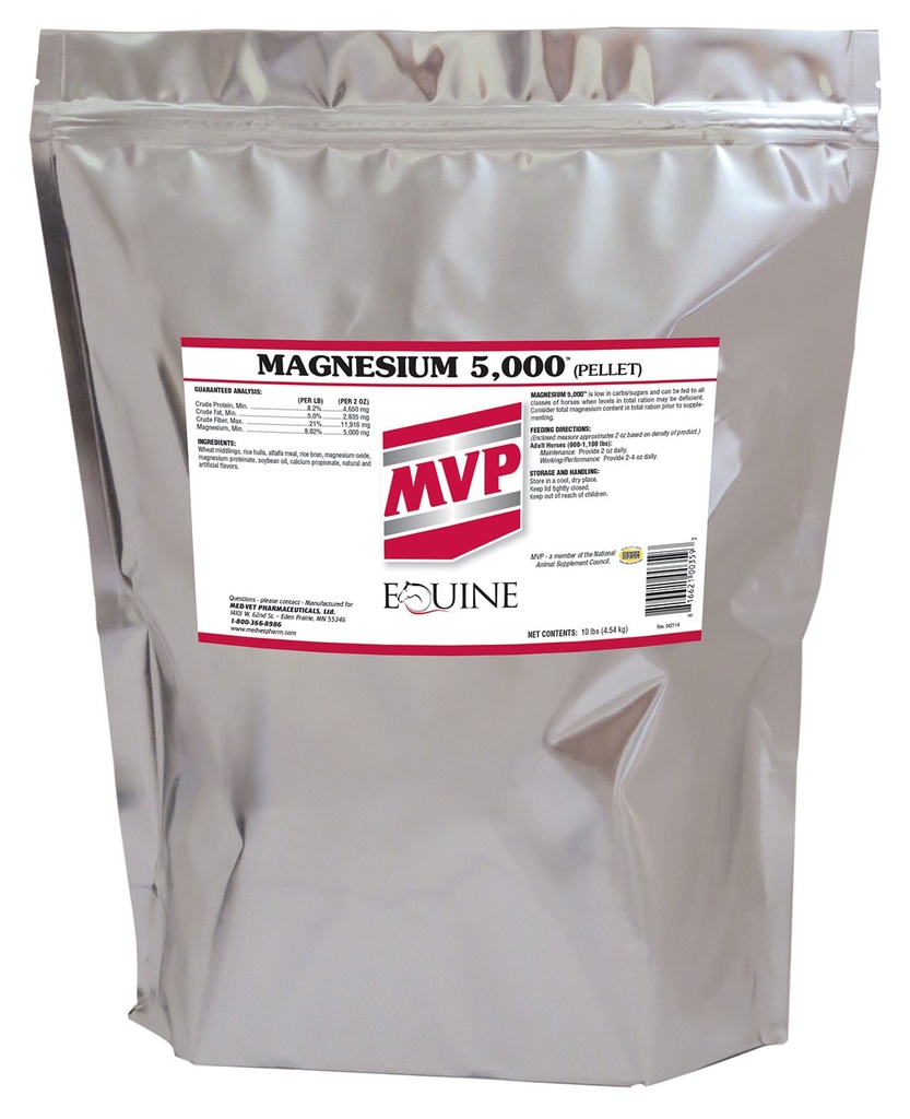 Magnesium 5000 (10lb) Calming/Metabolisme/Muskelfunksjonsstøtte for hester.