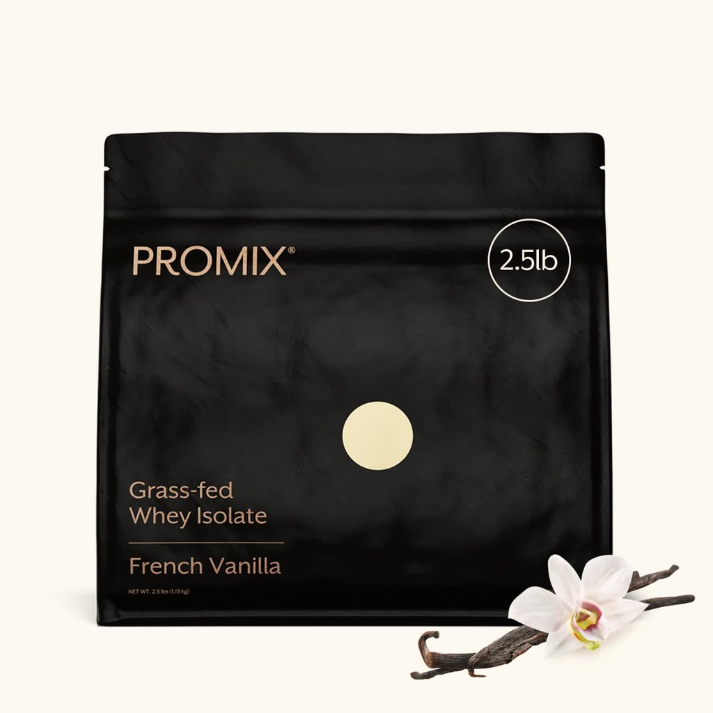PrMix Ernæring Whey Protein Isolere pulver, Vanilla - Grass-Fed - Post Trening Fitness & Ernæring Shakes, Smoothies, Baking & Matlaging Oppskrifter - Glutenfri & Keto-Friendly - 2.5 Pound (pakke med 1)