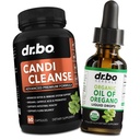 Candi Cleanse & Oregano oljedråper - Ekstra styrke Probiotic Complex Cleanser & Organic Liquid - Naturlig oral Herbal Caprylic Acid Kapsler & olje av Oregano Drops Tinktur Ekstrakt