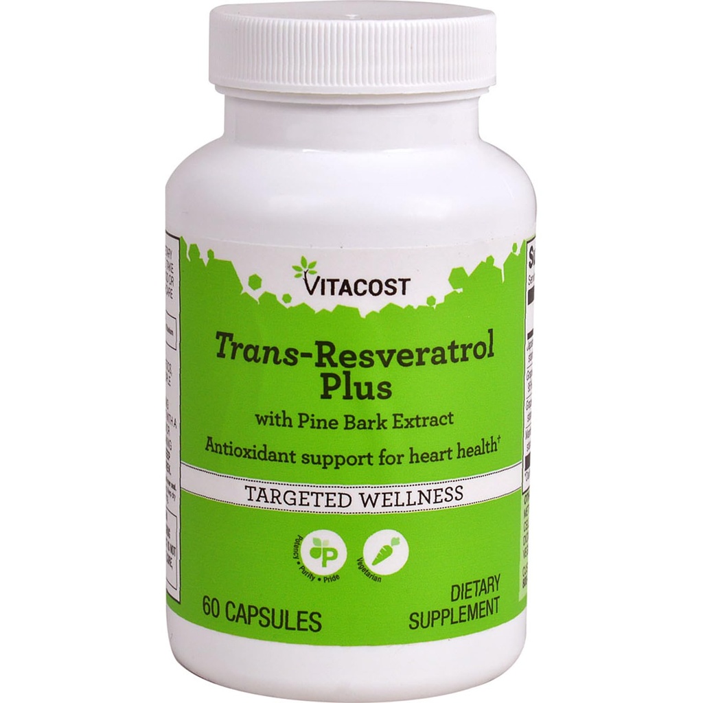 Vitacost Trans-Resveratrol Plus -- 60 Vegetariske kapsler