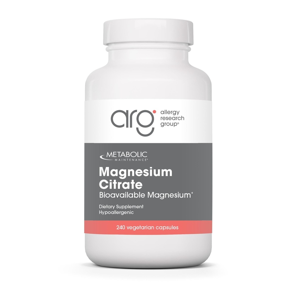 Metabolsk vedlikehold Magnesium Citrat Kapsler - Magnesium Supplement for ro, søvn, muskel og GI støtte - med vitamin C (240 Kapsler)