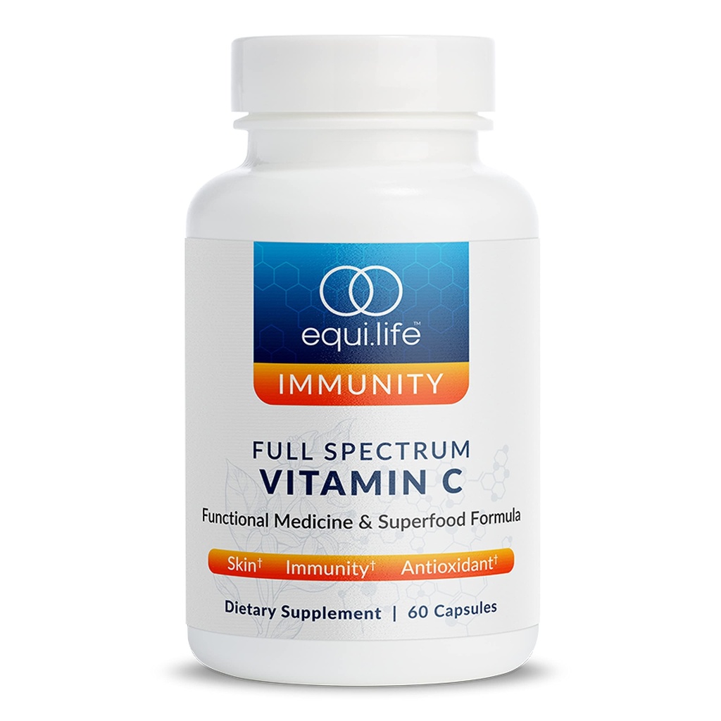 Equilife Full Spectrum Vitamin C Supplement med Quercetin, Hibiscus og Rutin, Plant Basert Antioksidant Formula, Glutenfri, Soya og Dairy Gratis, Ikke GMO, Lett å bruke, 60 Kapsler