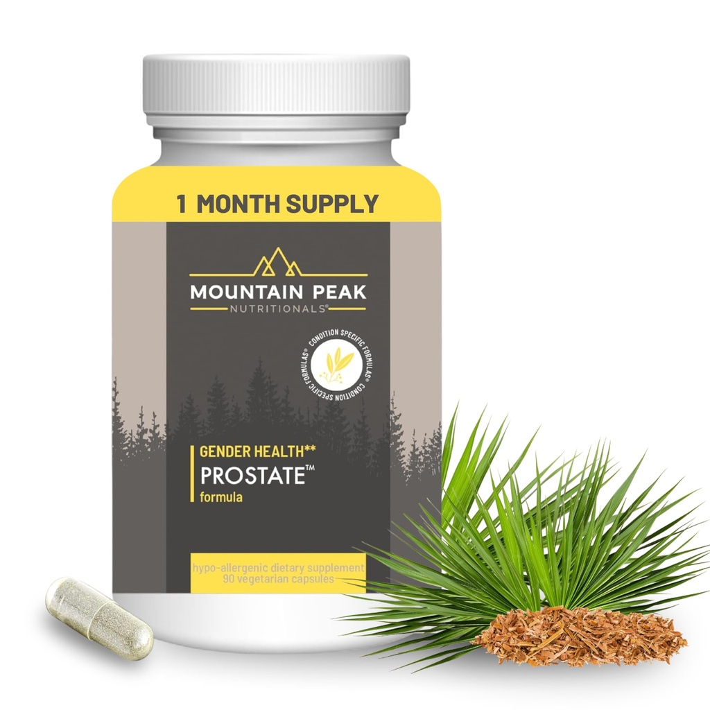 Mountain Peak Nutritionals Prostate Supplement - Støtter Blader funksjon og metabolisme - Prostate Support Supplement for menn med Sag Palmetto Extract, Pygeum (90 vegetariske kapsler)