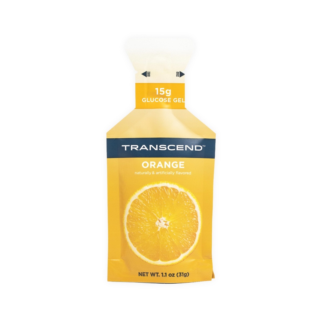 Transcend Foods Orange Gel (1,1 oz, Pakke med 10) Hurtigpåførende Carb Gel Orange Flavor – Koffeinfri, Glutenfri