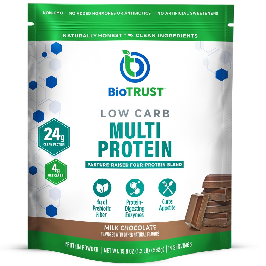 BioTrust Lav carb Protein pulver – Delicious Whey & Casein blanding fra Grass-Fed Hormon Free Cows – Ikke GMO, Glutenfri (Chokolate)