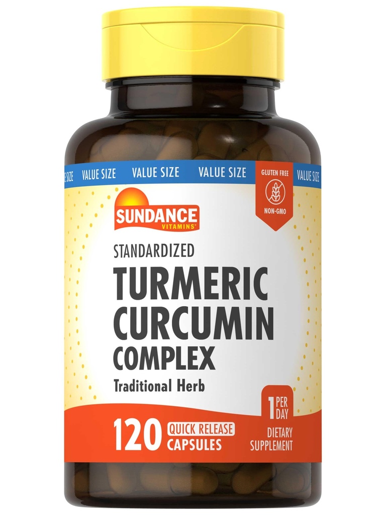 Sundance Turmeric Curcumin Complex | 120 Kapsler | med svart pepper ekstrakt | Tradisjonell urt | Ikke-GMO og Glutenfri Supplement
