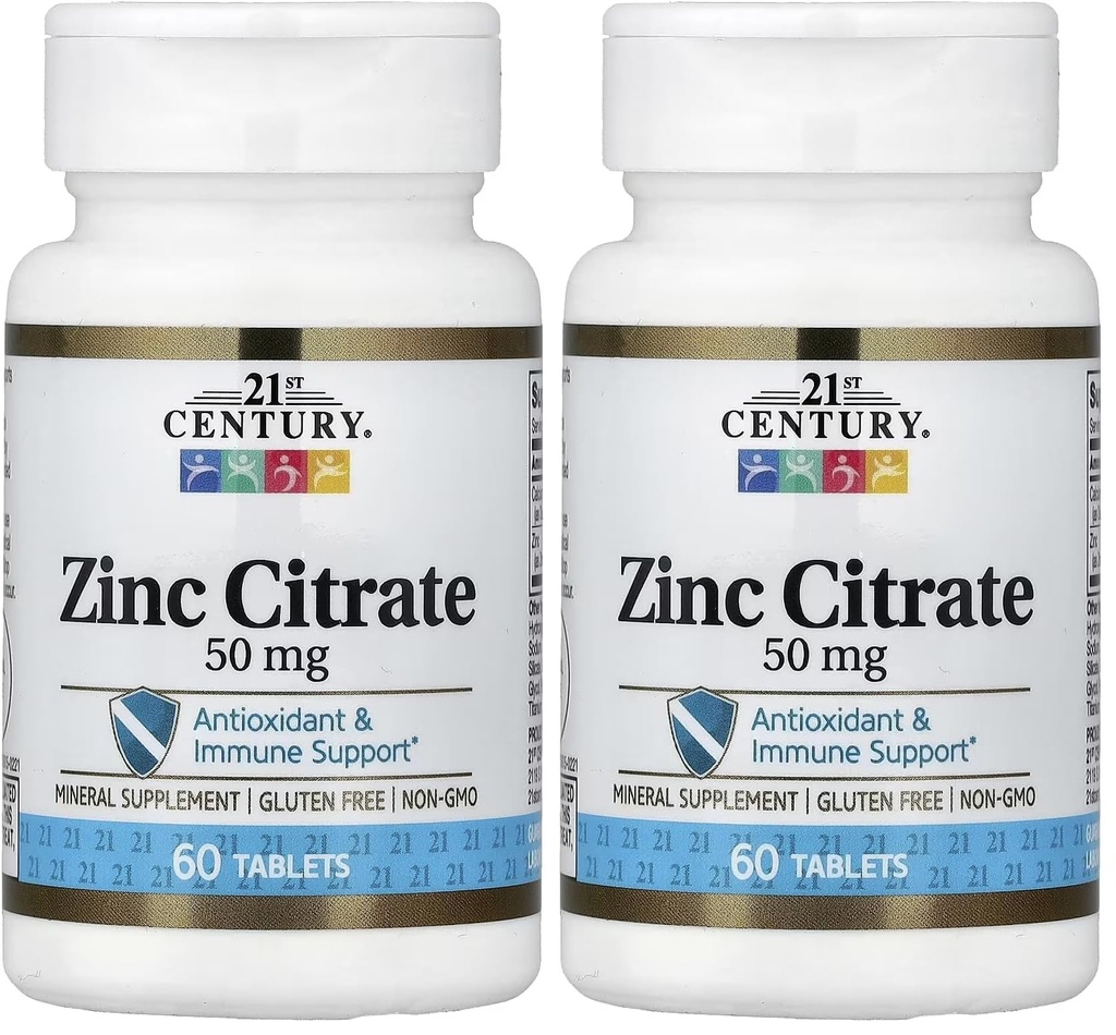21st Century Healthcare Zink Citrat tabletter 50 mg, 60 greve (pakke på 2)