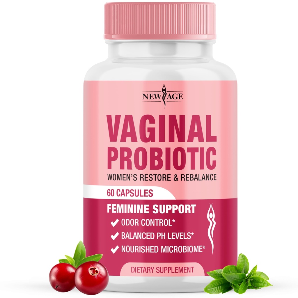 Ny AGE Vaginal Probiotika for kvinner med prebiotika, Cranberry Extract, og en Lactobacillus Probiotic Blend, støtter sunn pH balanse, Odor Control, Vaginal Flora - 60 Kapsler