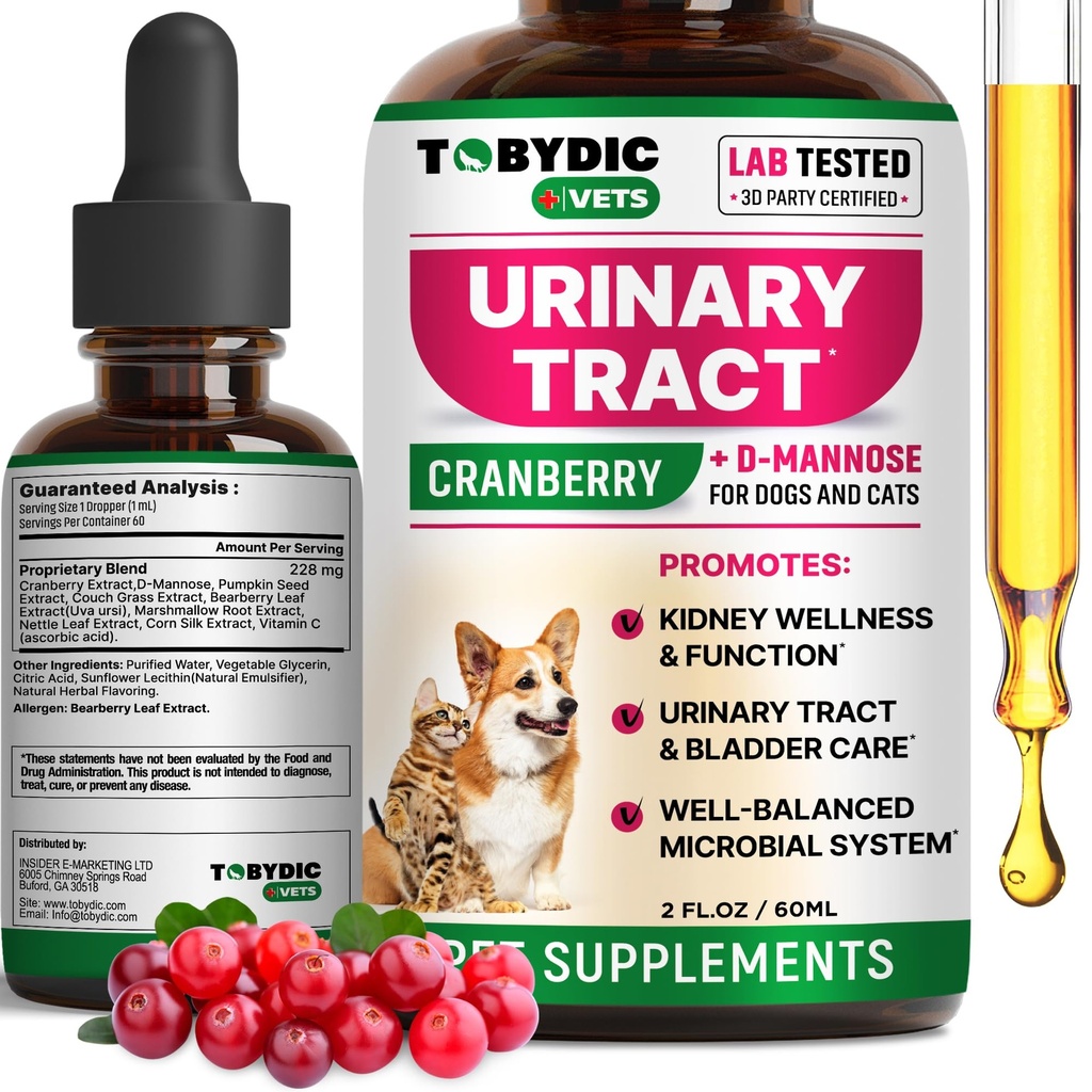 Cat & Dog Naturlig UTI medisin & urinveistrakt infeksjon behandling med tranebær - Nyre + Bladder Support Supplement - beste forebygging for urininkontinens & bladder steiner - Kjæledyr nyrehelse