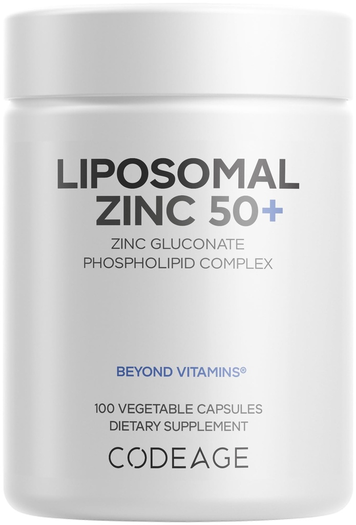 Codeage Liposomal Sink Supplement - 3 måneders forsyning - En per dag - 50 mg Zink Gluconate Vitamin piller - essensielle Mineral Kosttilskudd Sink Plus Liposomal Levering Matrise - Vegan Non-GMO - 100 kapsler